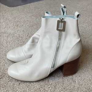 White Leather Ankle Boots size 8.5